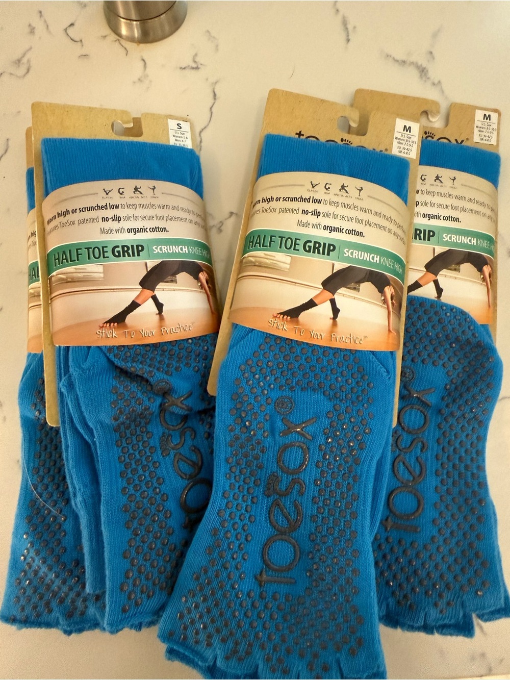 toesox Half-Toe Grip Knee-High Socks in Bright Blue